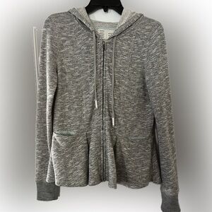 Anthropologie Saturday Sunday Peplum Zippered Hoodie Sweatshirt Jacket Size S